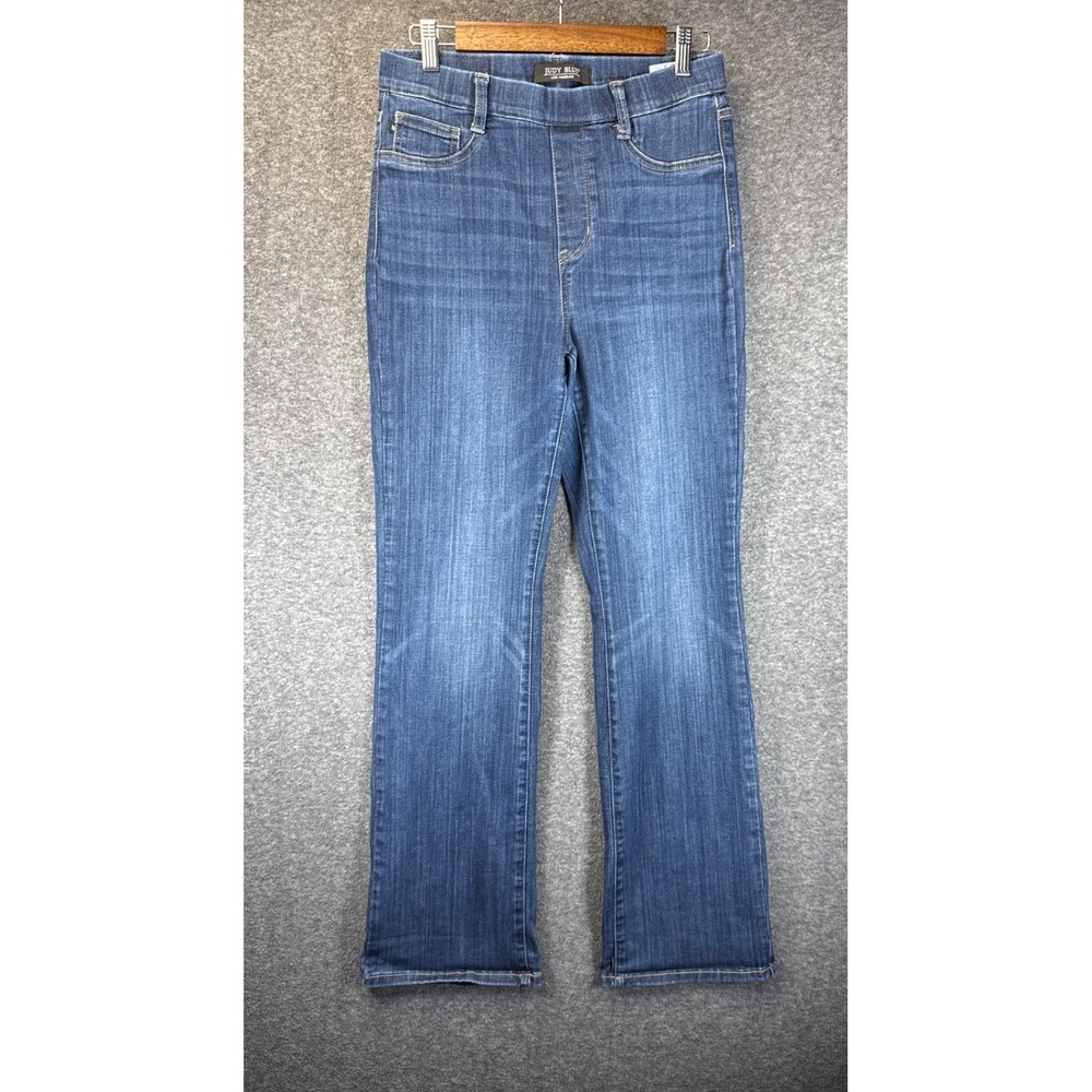 Judy Blue Flare Jeans Size 7/28 Slim Bootcut Pull On High Rise Dark Wash JB88589